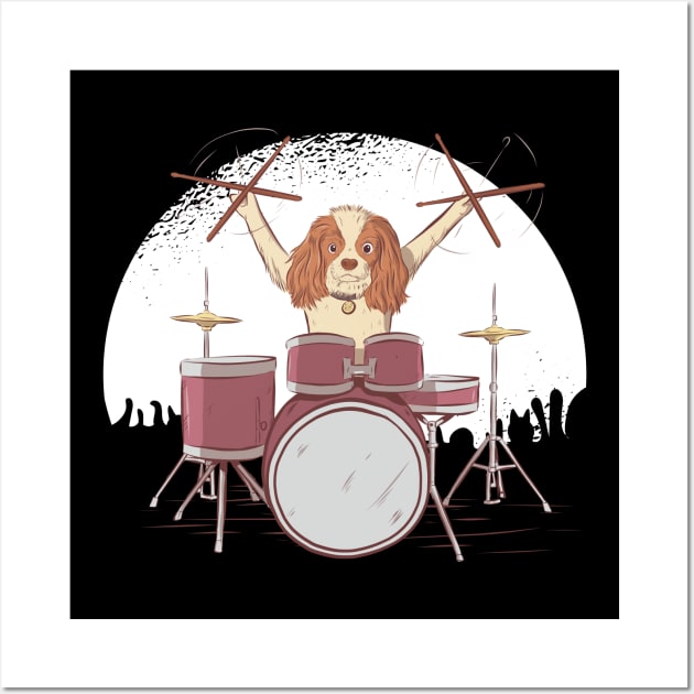 Rocking Cocker Spaniel Drummer Wall Art by BamBam